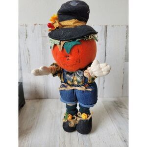 Pumpkin scarecrow farmer folk art country boy home decor kitchen fans